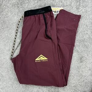 Nike Dri-Fit Trail Dawn Range Running Pants Mens Sz Small Maroon DX0855-681
